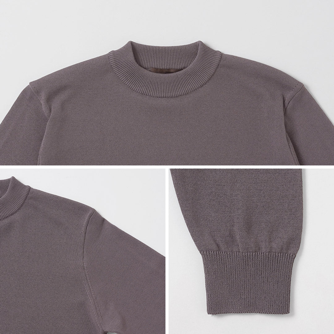 RINASCENTE(リナシェンテ) 別注 ハイブリッド ウォッシャブル 沼ネック ロングスリーブ ニットTシャツ 日本製
