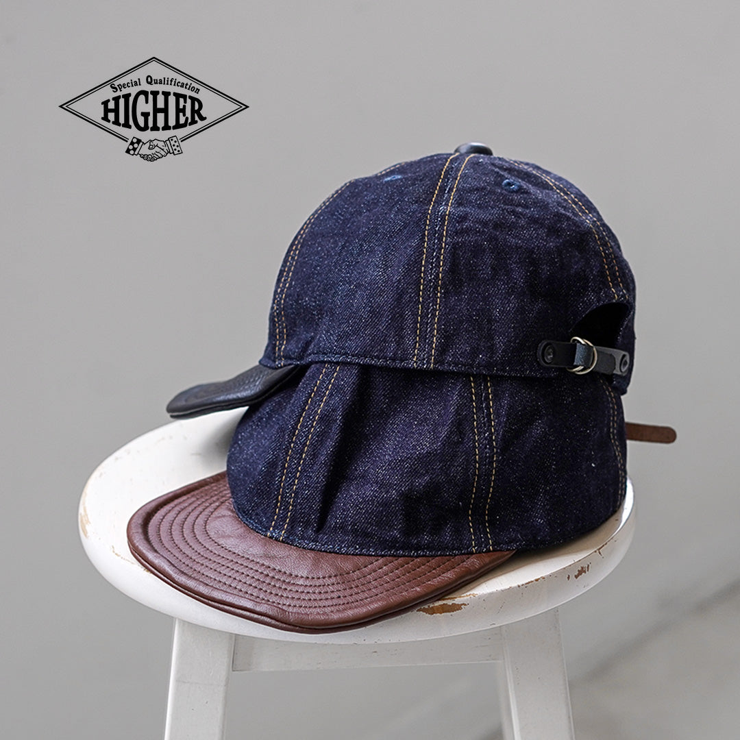 HIGHER(ハイアー) セルヴィッチデニム × レザーブリムキャップ 日本製