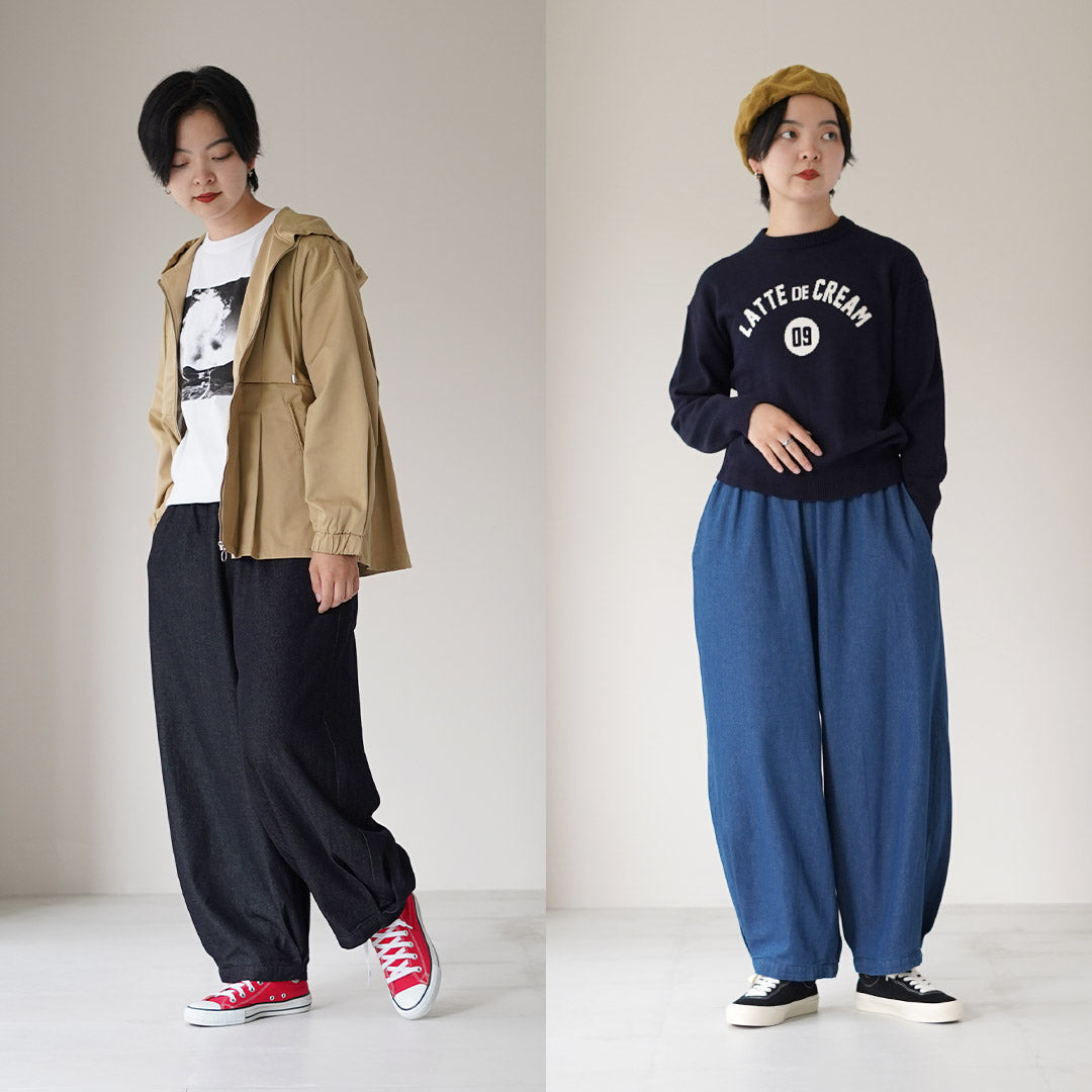 MAO MADE(マオメイド) T/Cデニム サイドタックバルーン パンツ