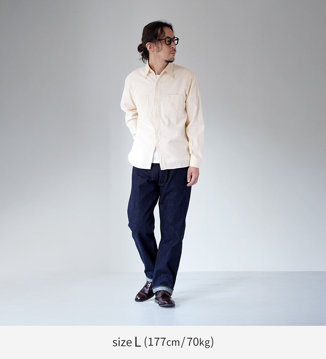 BUZZ RICKSONS(バズリクソンズ) ホワイトシャンブレー ワークシャツ 日本製
