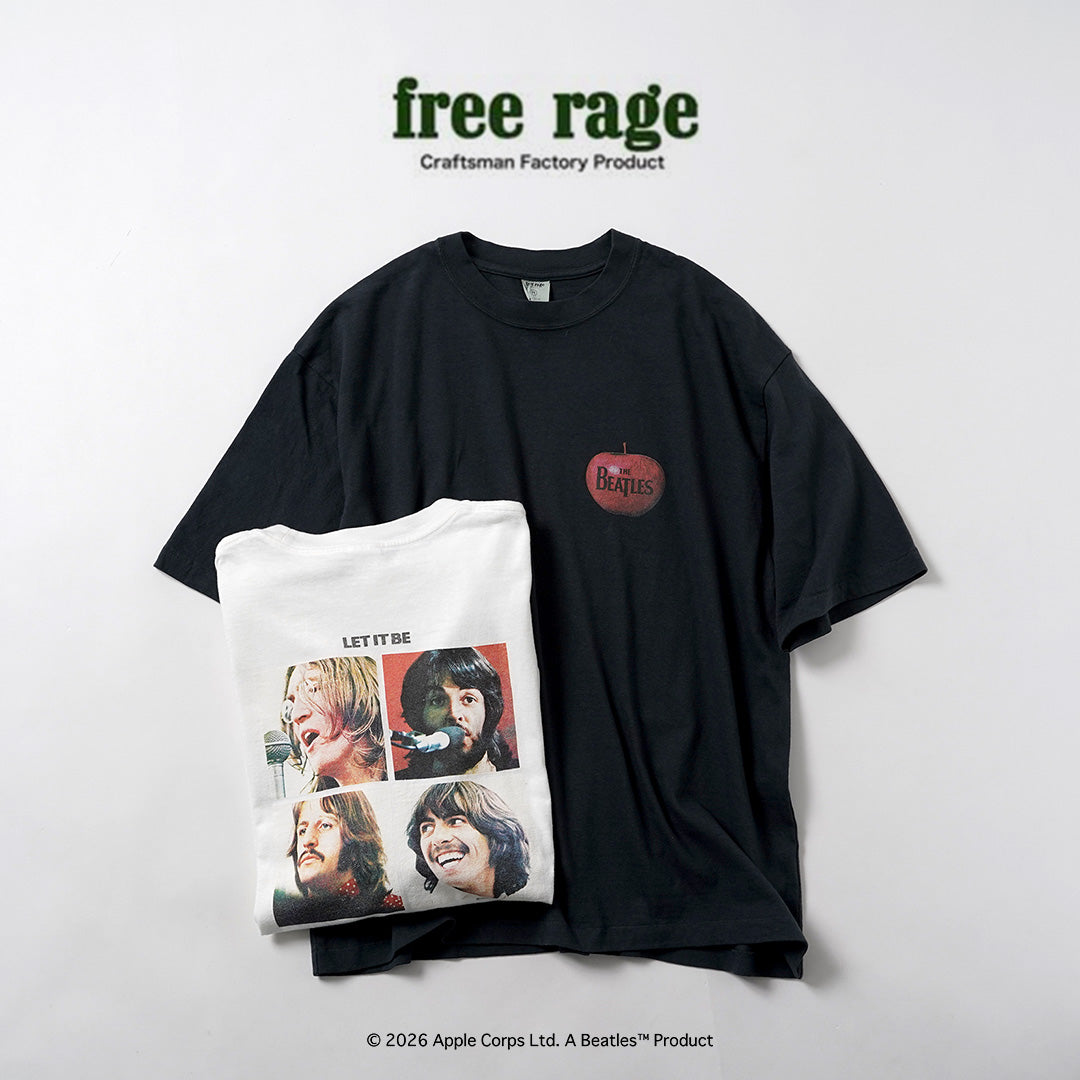 FREE RAGE(フリーレイジ) ビートルズ×フリーレイジ ラストリリース リサイクルコットン ショートスリーブTシャツ 日本製