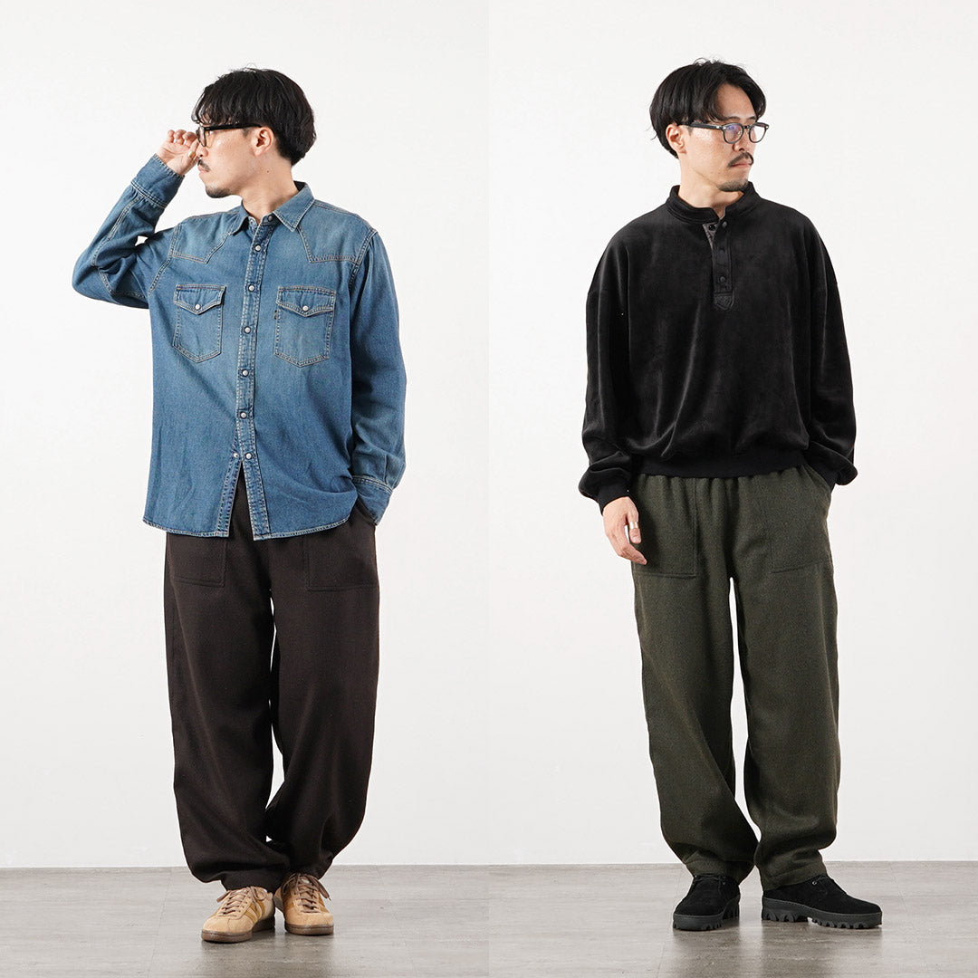 KEMA DESIGNS(ケマデザインズ) カシミアカルゼ ワイドテーパード ベイカーイージーパンツ ウール 日本製