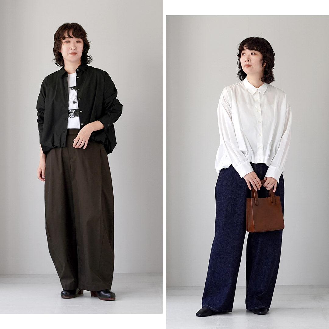 mizuiro ind(ミズイロインド) ロングスリーブ バルーンシャツ 日本製