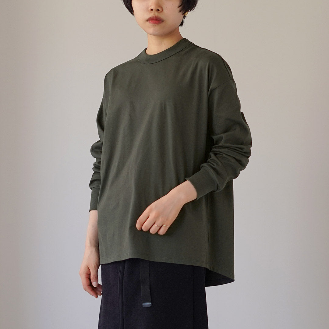 TRAVAIL MANUEL(トラバイユマニュアル) ミディ天竺 バックラウンド ロングスリーブ Tシャツ 日本製