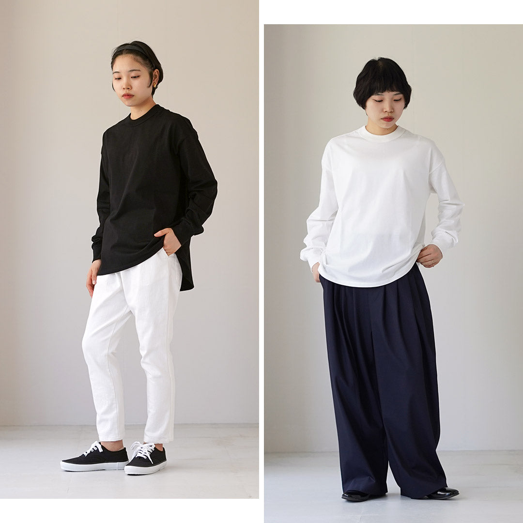 TRAVAIL MANUEL(トラバイユマニュアル) ミディ天竺 バックラウンド ロングスリーブ Tシャツ 日本製
