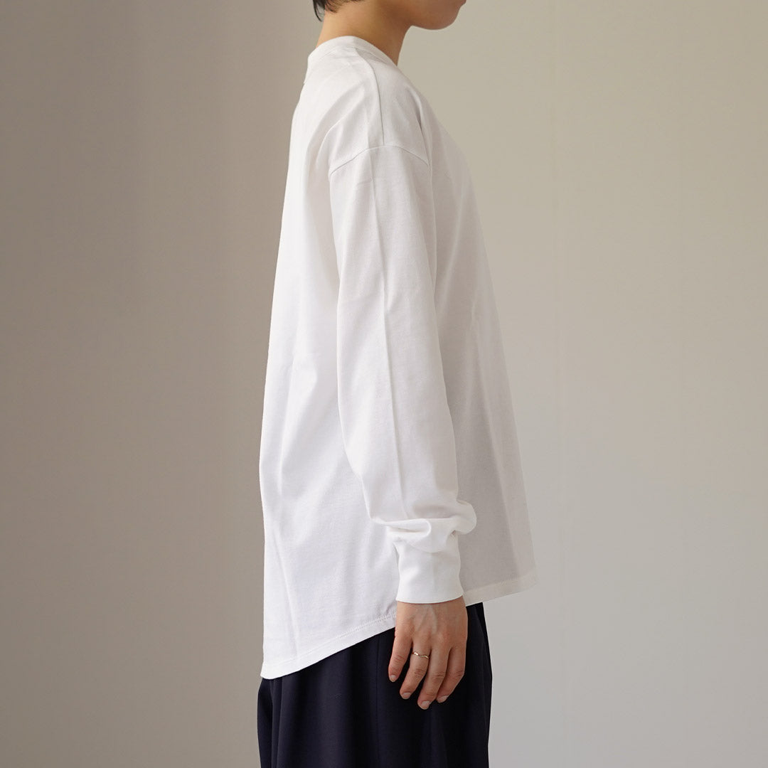 TRAVAIL MANUEL(トラバイユマニュアル) ミディ天竺 バックラウンド ロングスリーブ Tシャツ 日本製