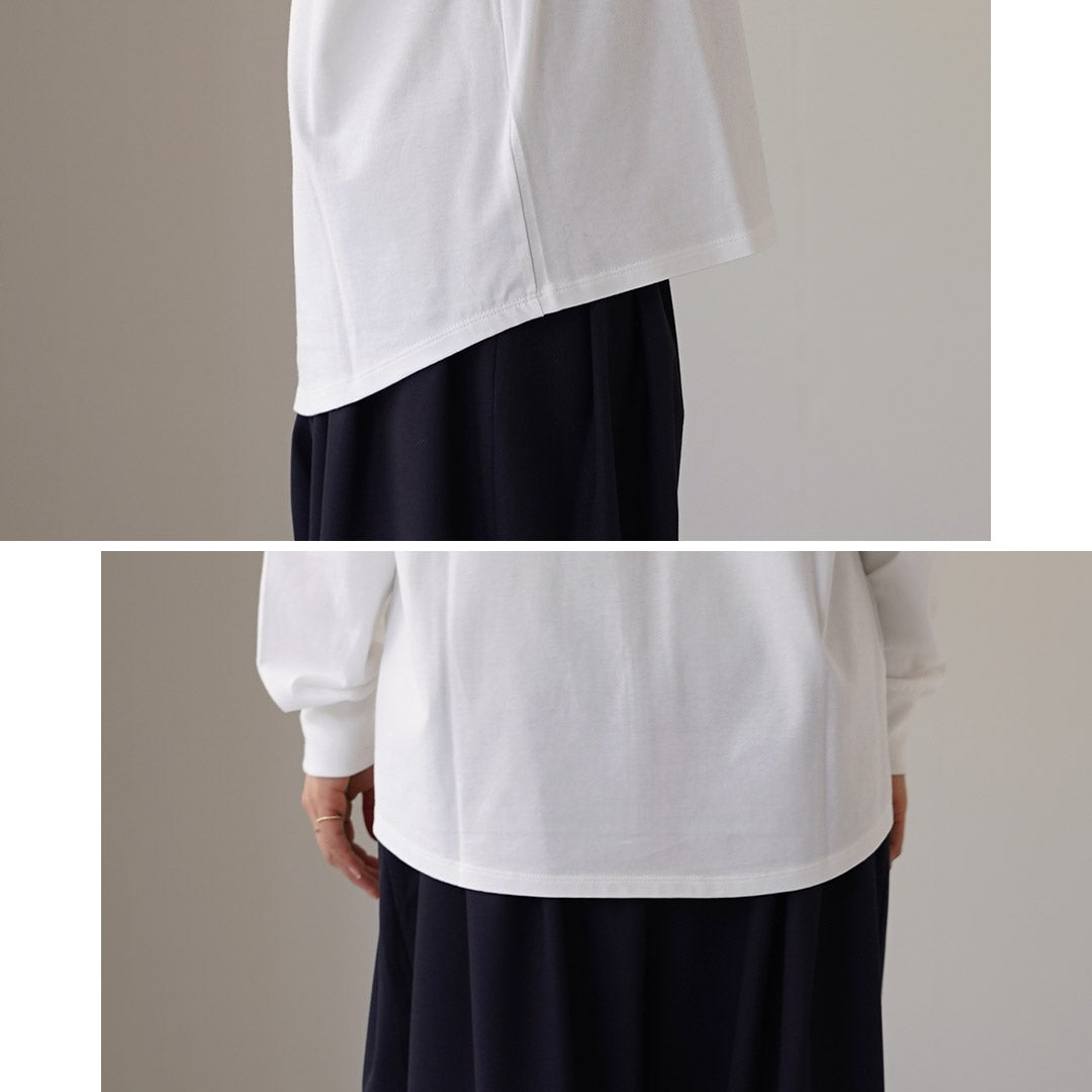 TRAVAIL MANUEL(トラバイユマニュアル) ミディ天竺 バックラウンド ロングスリーブ Tシャツ 日本製