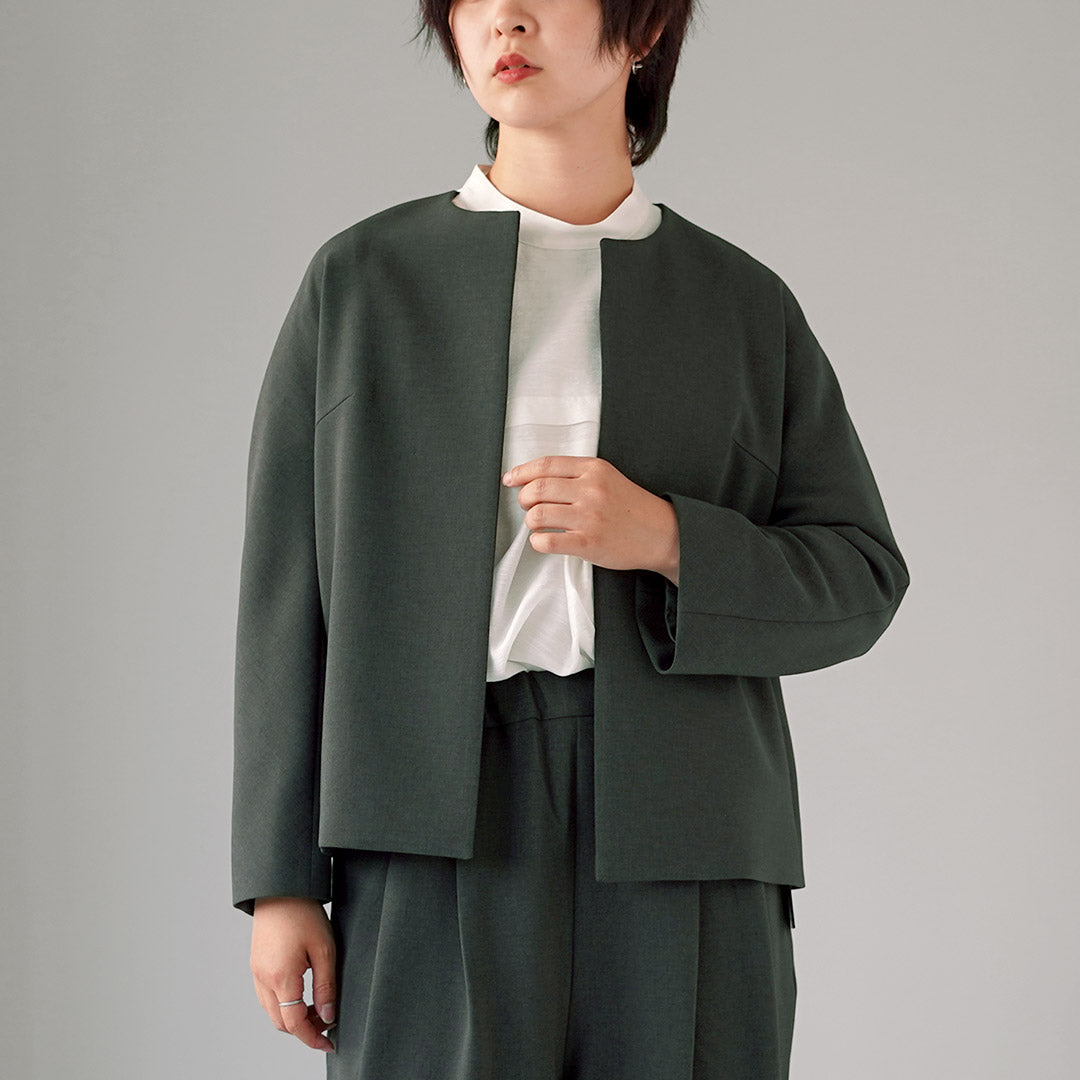 TRAVAIL MANUEL(トラバイユマニュアル) ダブルクロス ノーカラー ジャケット 日本製