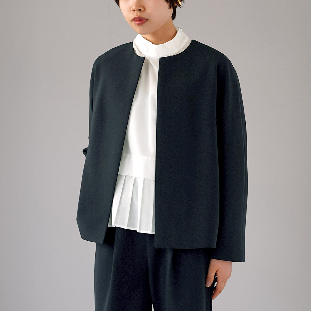 TRAVAIL MANUEL(トラバイユマニュアル) ダブルクロス ノーカラー ジャケット 日本製