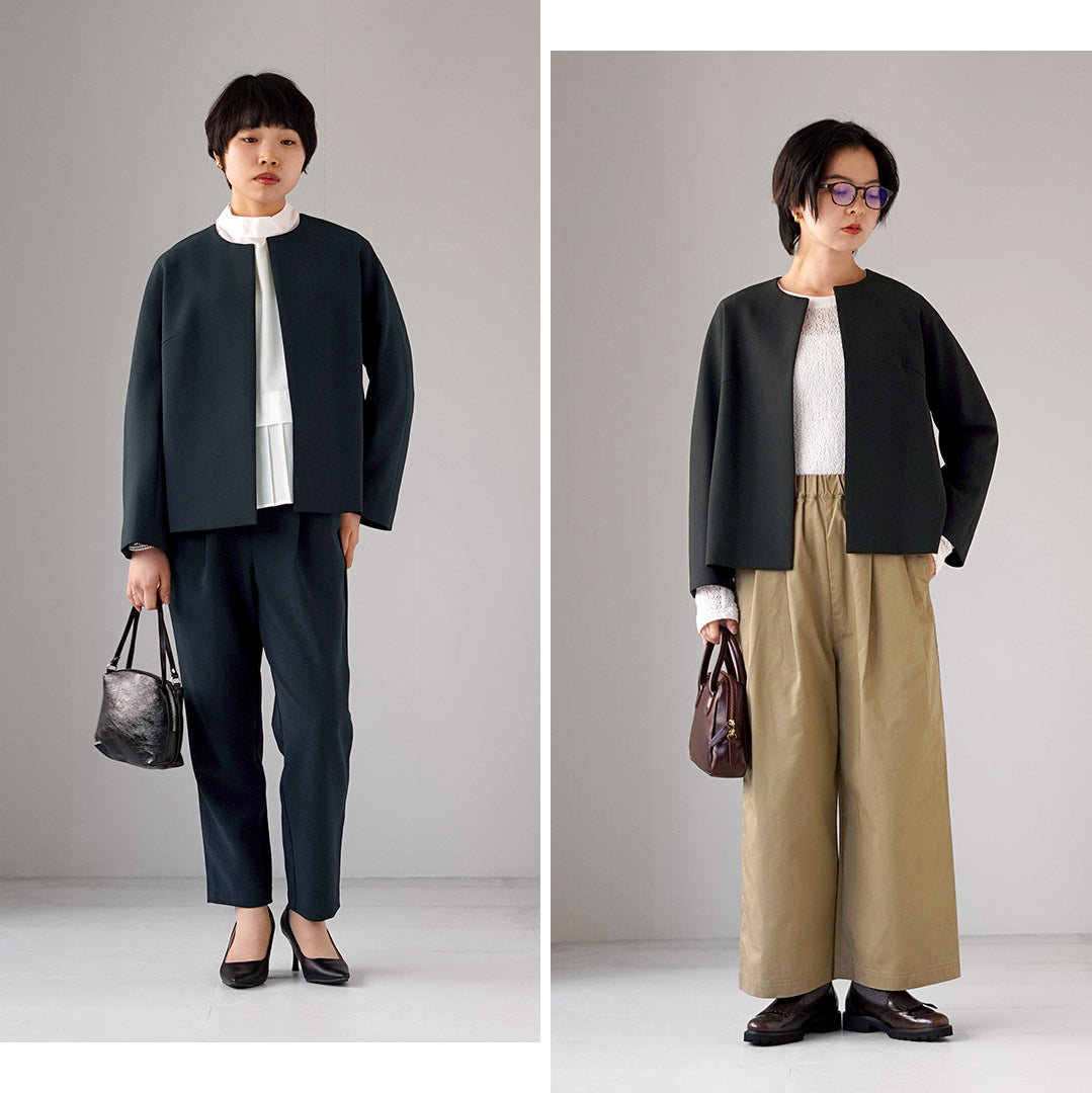 TRAVAIL MANUEL(トラバイユマニュアル) ダブルクロス ノーカラー ジャケット 日本製