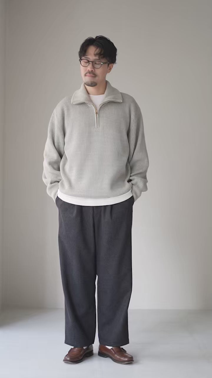 UNDYED（アンダイド） あぜ編み ハーフジップニット オーガニック