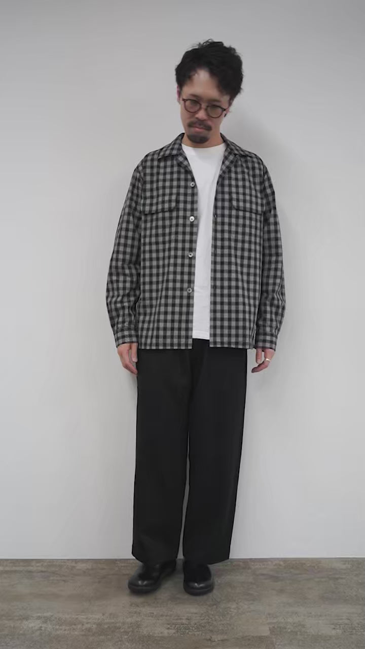 FUJITO（フジト） モノトーンチェック オープンカラーシャツ / メンズ