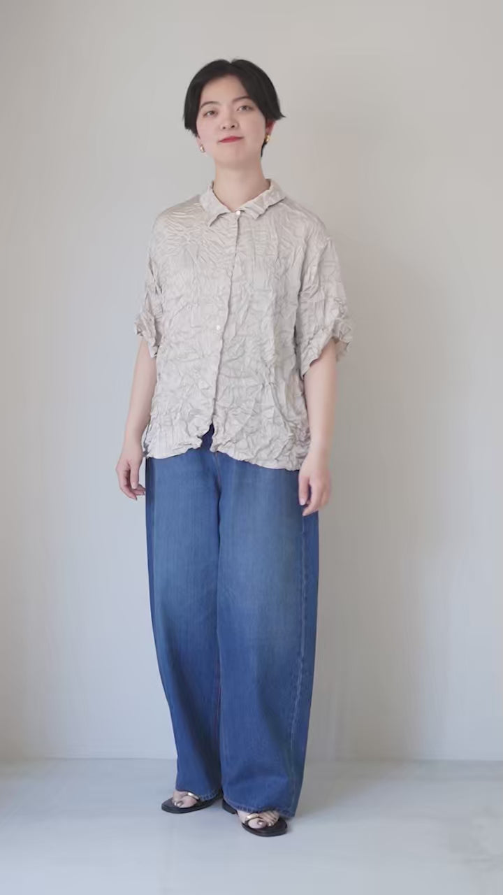 mizuiro ind（ミズイロインド） ワッシャー ハーフスリーブ シャツ