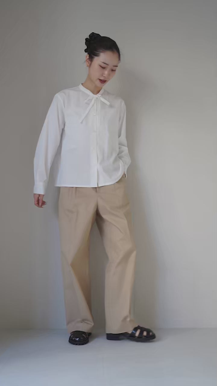 MIDIUMI（ミディウミ） タイ ショートシャツ / ブラウス 長袖 リボン