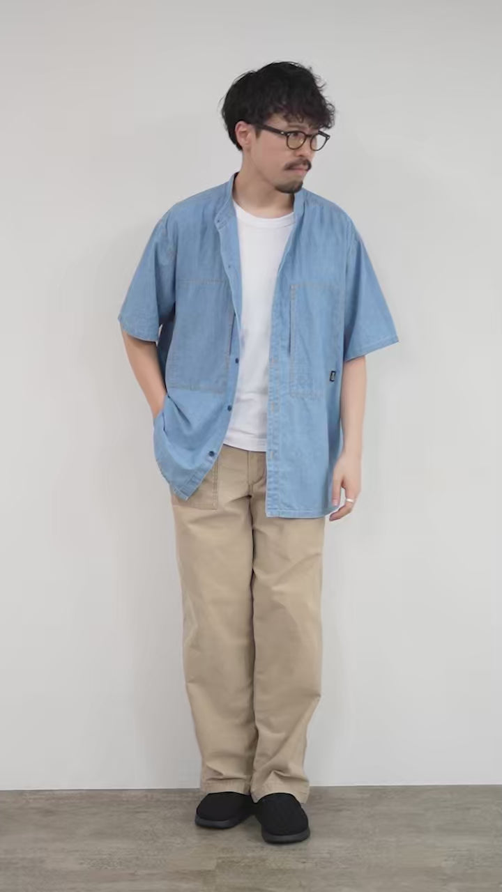 GOHEMP（ゴーヘンプ） ヘンプコットンシャンブレー ワーク ノーカラー