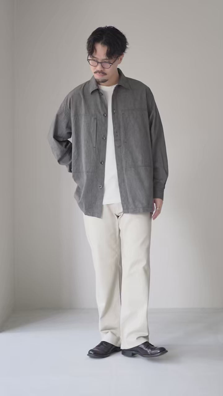 FUJITO（フジト） アーミーシャツ 撚り杢セルビッチシャンブレー