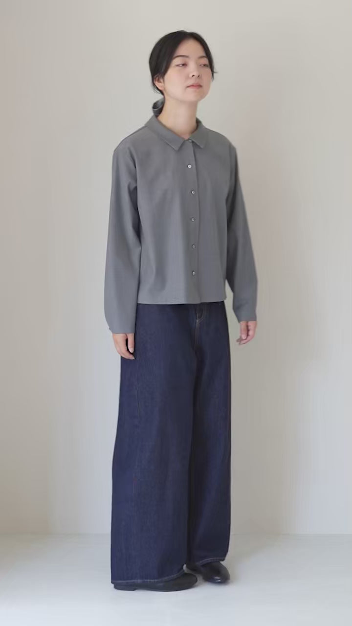 シャツ/ブラウス(長袖/七分) mizuiroind 楽天市場】ミズイロインド mizuiro ind ストライプ フロント フライ