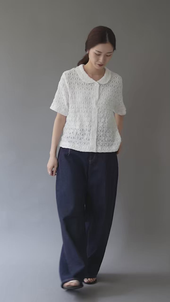mizuiro ind（ミズイロインド） ストレッチレース ラウンドカラー