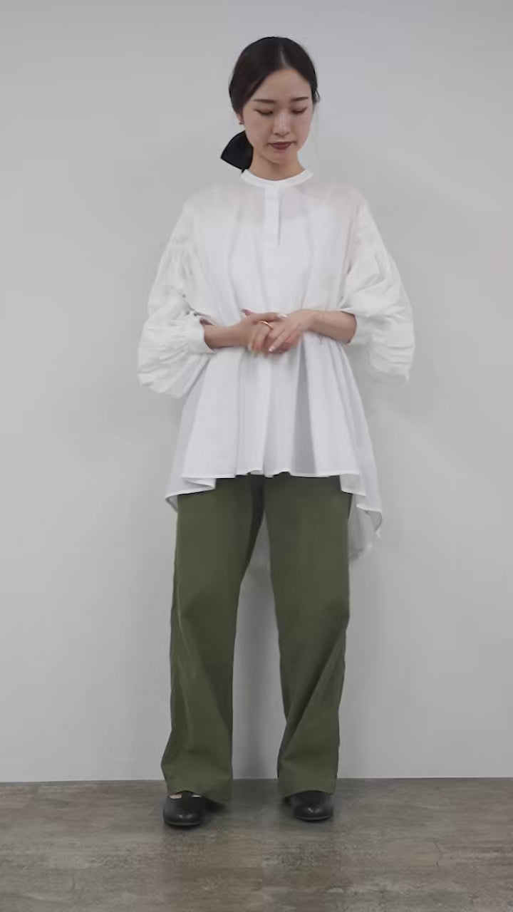 mizuiro ind（ミズイロインド） ピンタック パフスリーブ シャツ