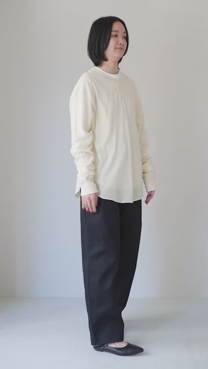 SHINZONE（シンゾーン） コットン ウール ヘンリーネック シャツ 