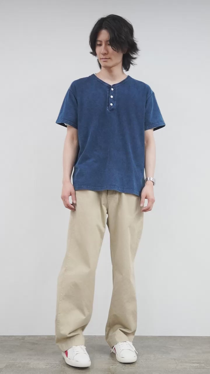 GOOD ON（グッドオン） ショートスリーブ ヘンリーTシャツ/インディゴ