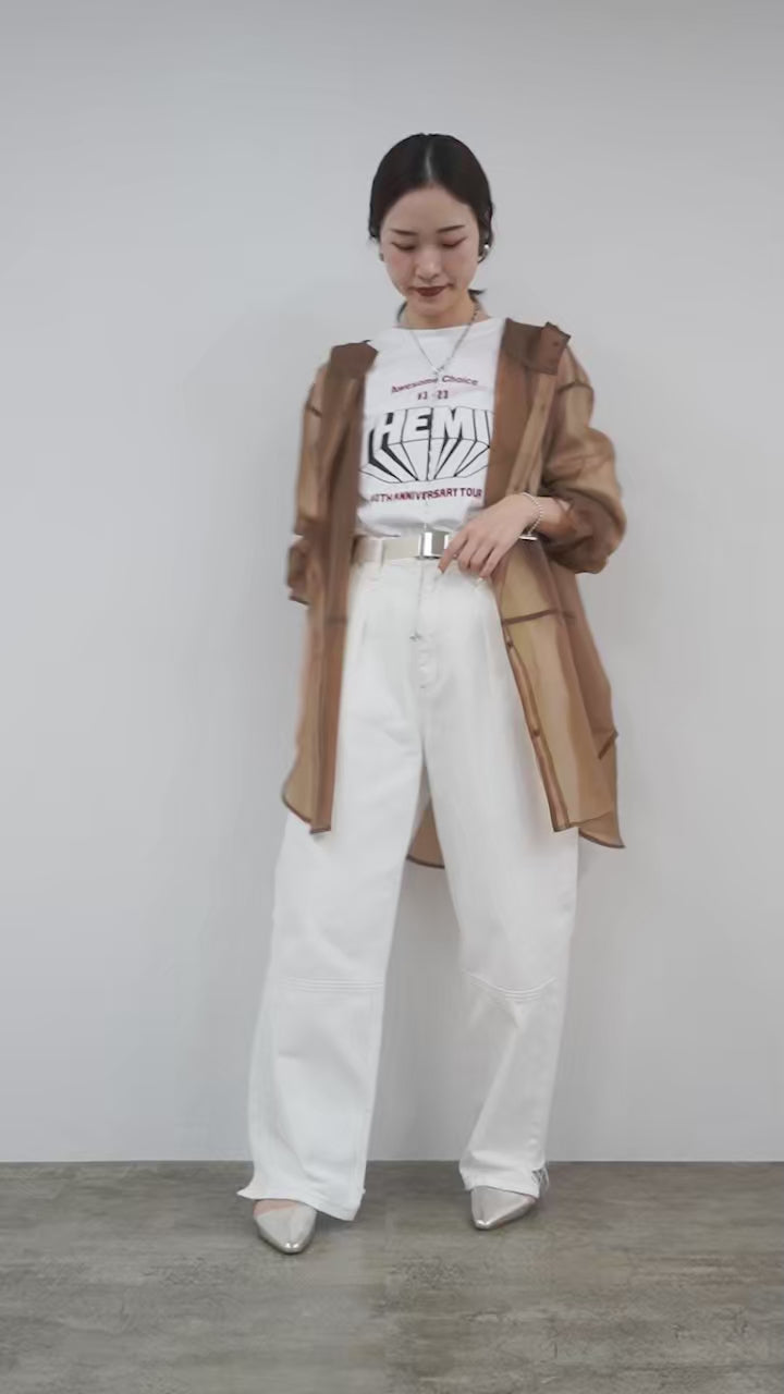 HYKE 21SS GROSGRAIN SHIRT オーガンジー　シースルー OXFORD SHIRT WITH SHEER DETAILING オックスフォードシャツウィズ