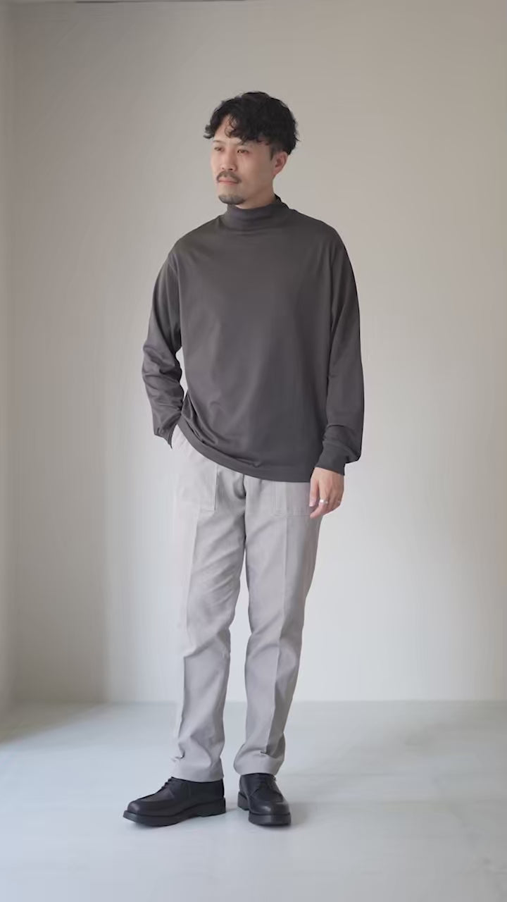 HANDVAERK（ハンドバーク） 60/2 モックネック ロングスリーブTシャツ