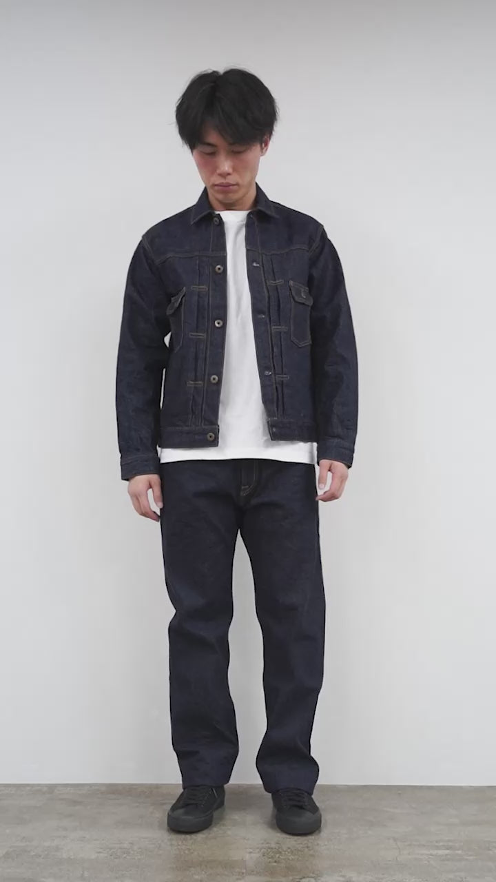 yo67日本製　45rpm 革パッチワイドデニム34 濃紺city boy 30％OFF】JAPAN BLUE JEANS（ジャパンブルージーンズ） 別注