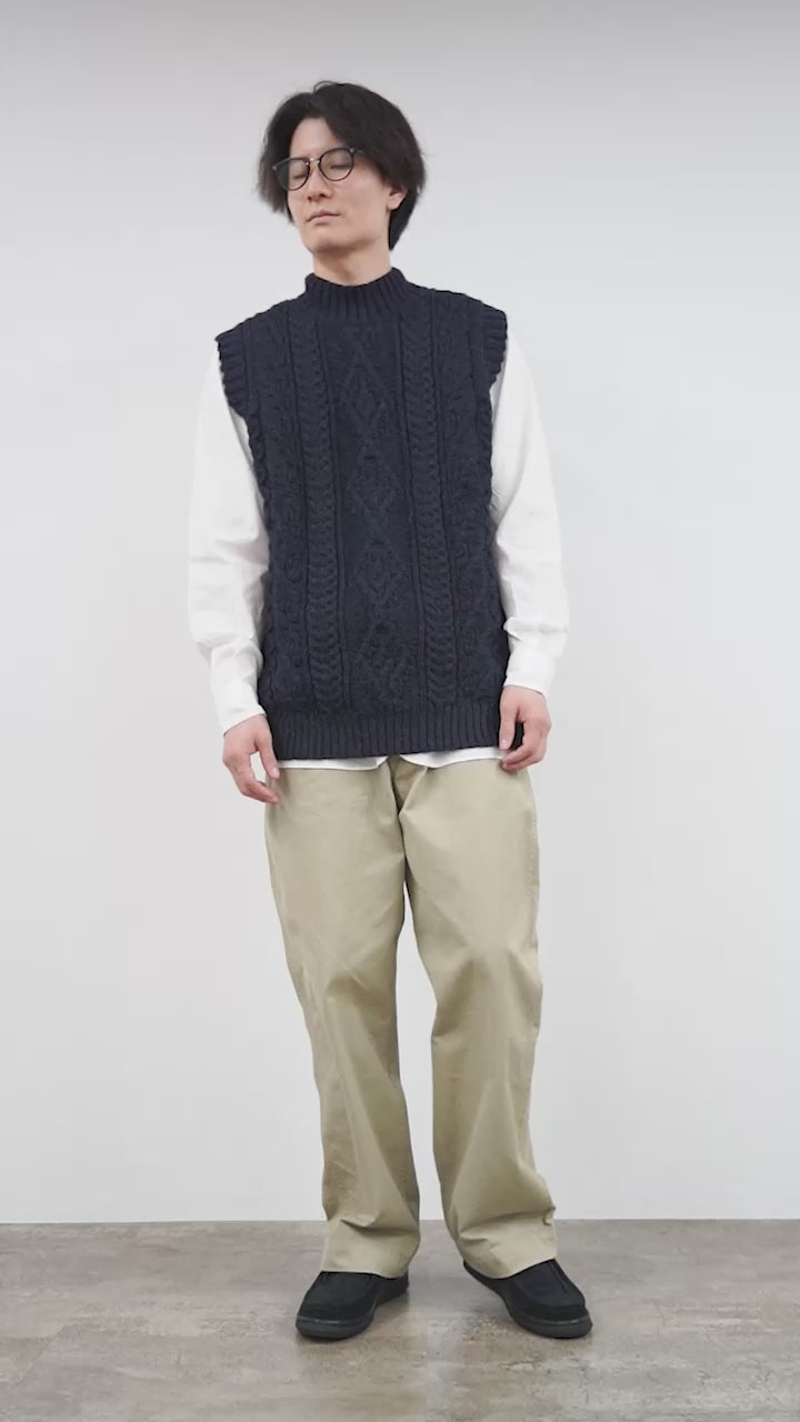 Old Derby KNITWEAR(オールドダービーニットウェア) ケーブル タートル スリップオーバー / ニット ベスト ウール メンズ レディース ユニセックス イギリス製 SS1175 Cable Turtle Slipover