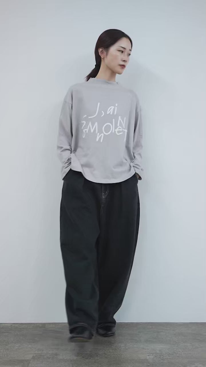 TUMUGU（ツムグ） ラフィ天竺2 プリント長袖T モックネック