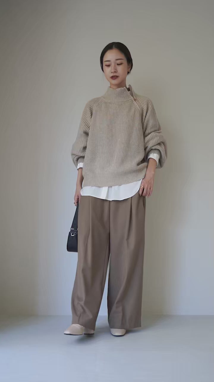 KHA:KI（カーキ） ハーフジップ ミリタリーニット / レディース