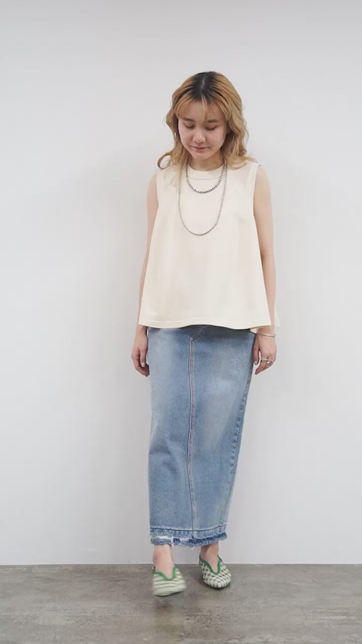 30％OFF】YENN（イェン） バックスリット デニムマキシスカート