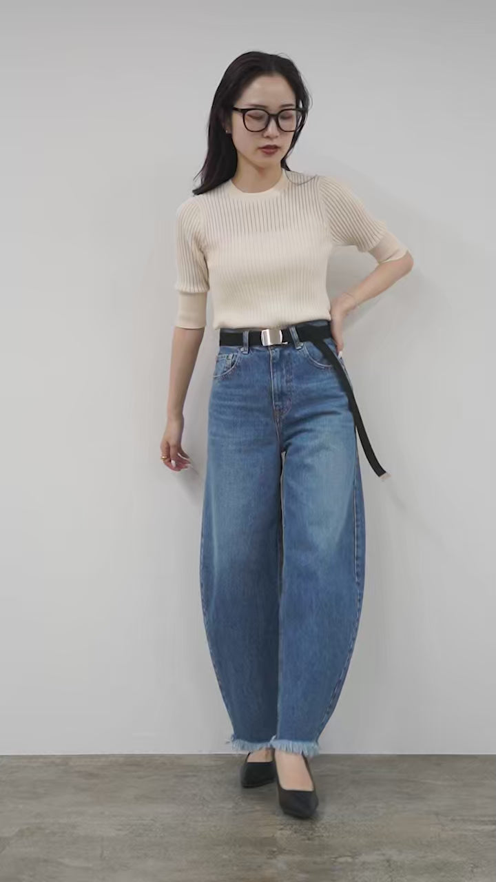 ETRE TOKYO（エトレトウキョウ） ハーフスリーブリブメッシュニット