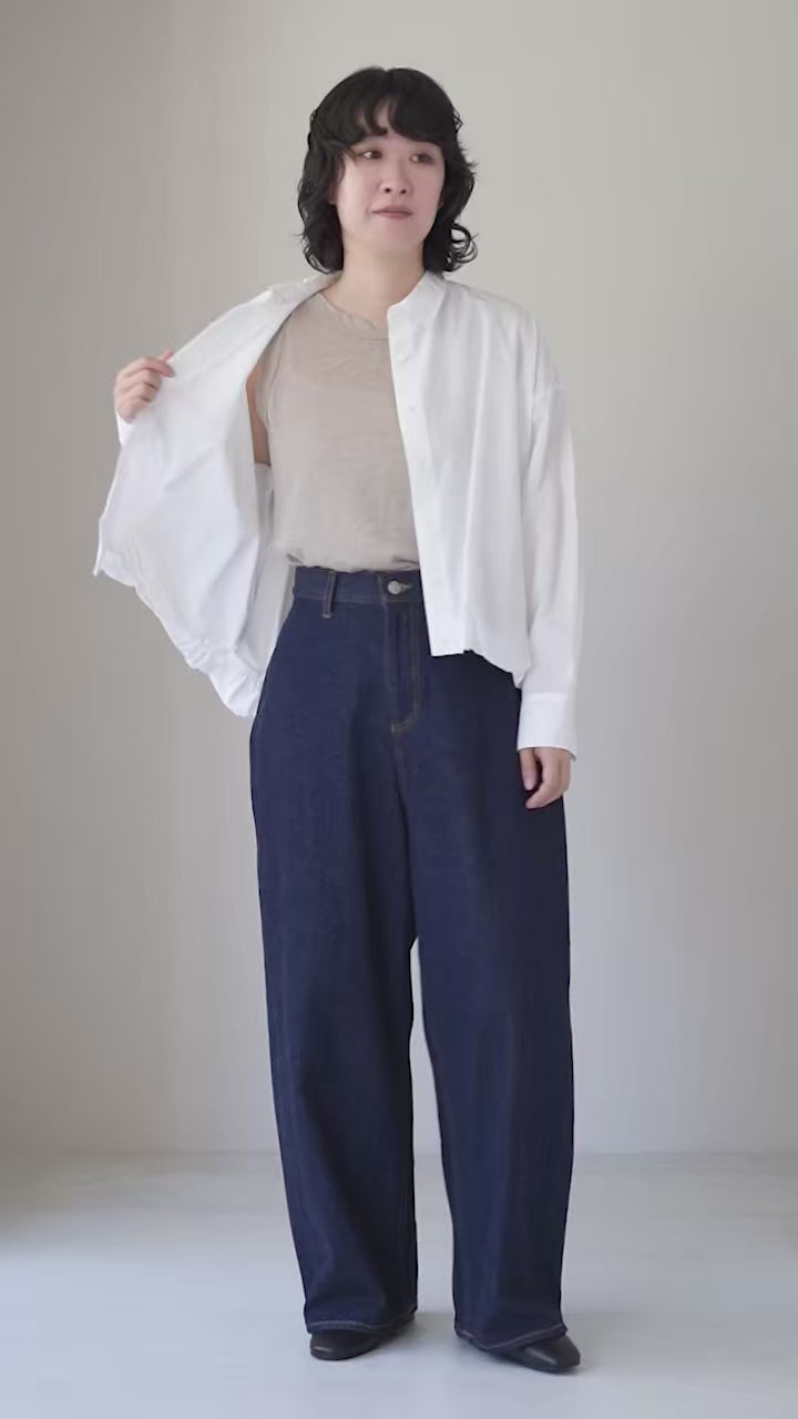 mizuiro ind（ミズイロインド） ロングスリーブ バルーンシャツ 日本製