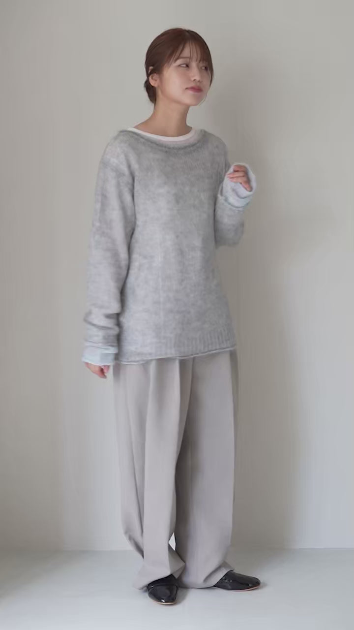 エトレトウキョウ　スーパーキッドモヘヤニットプルオーバー　グレー ETRE TOKYO - スーパーキッドモヘヤニットプルオーバー - GREY