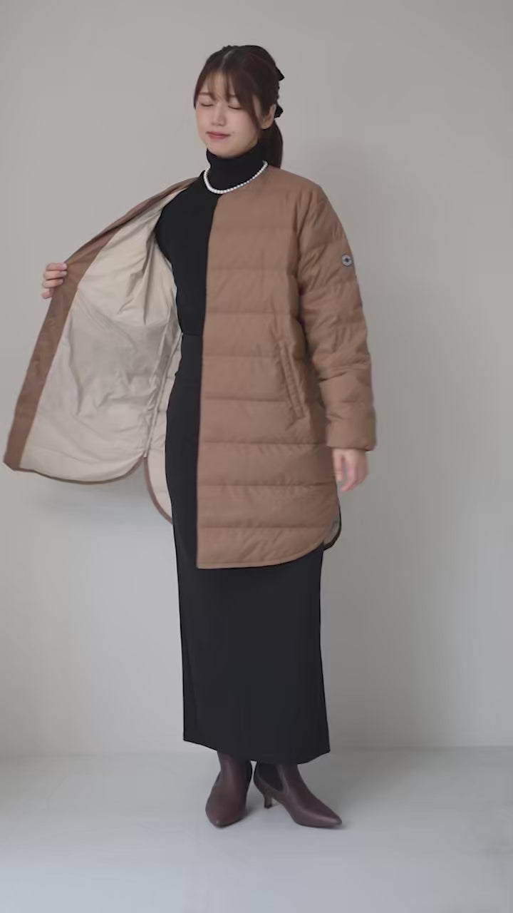 ORCIVAL（オーシバル） ラウンドネック ロング ダウンコート