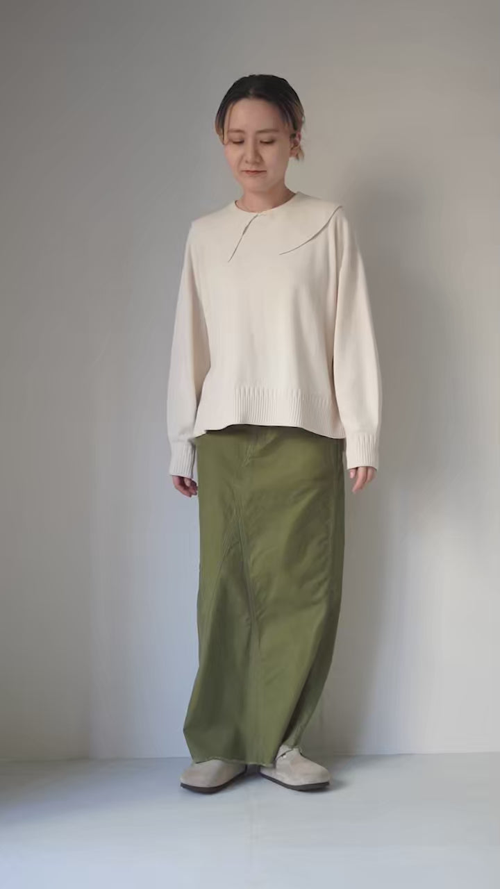 TUMUGU（ツムグ） ランダムリブニット 襟付きプルオーバー