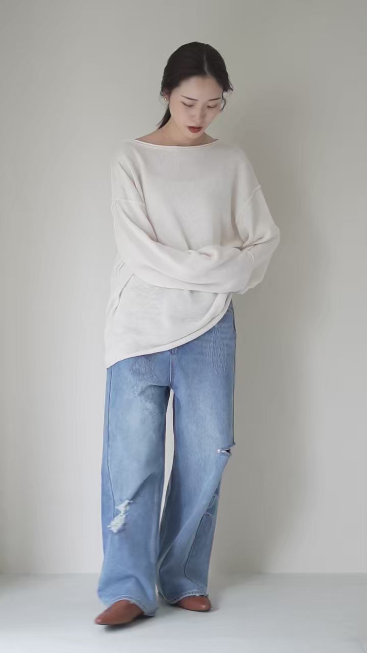 【新品】完売 エトレトウキョウ ロールエンドリネンニットプルオーバー ETRE TOKYO（エトレトウキョウ） ロールエンドリネンニットプル