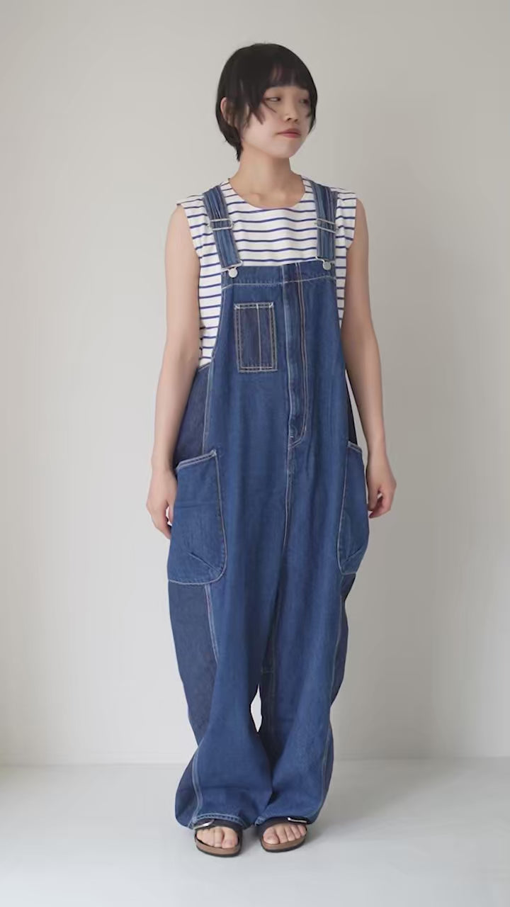 TUMUGU（ツムグ） キナリヘリンボンオックス 10ozデニム サロペット