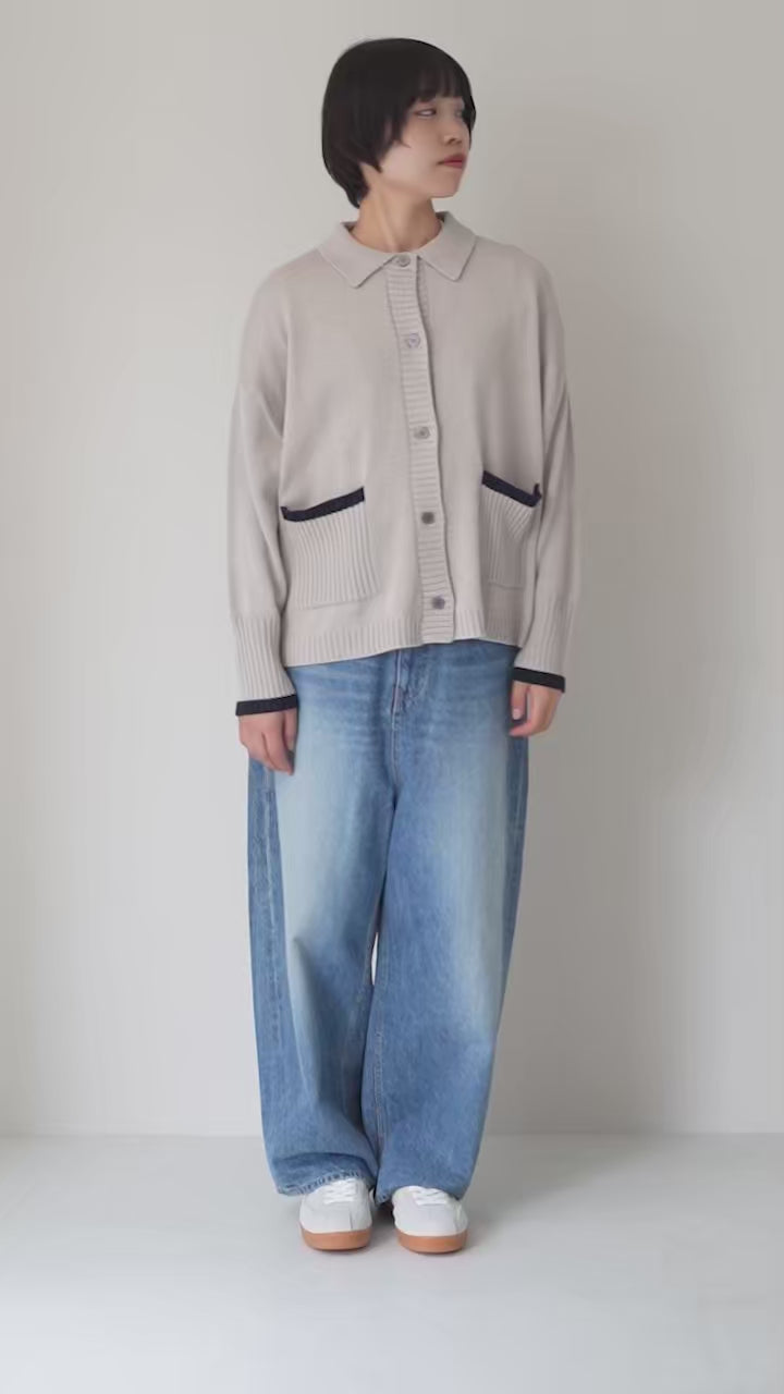 MAO MADE（マオメイド） アクリルコットン 配色ライン ポロ