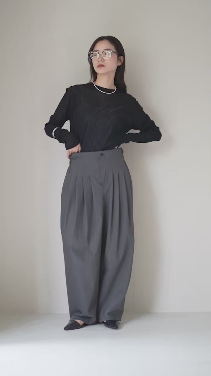 mizuiro ind（ミズイロインド） ハイウエスト タックパンツ / ボトムス