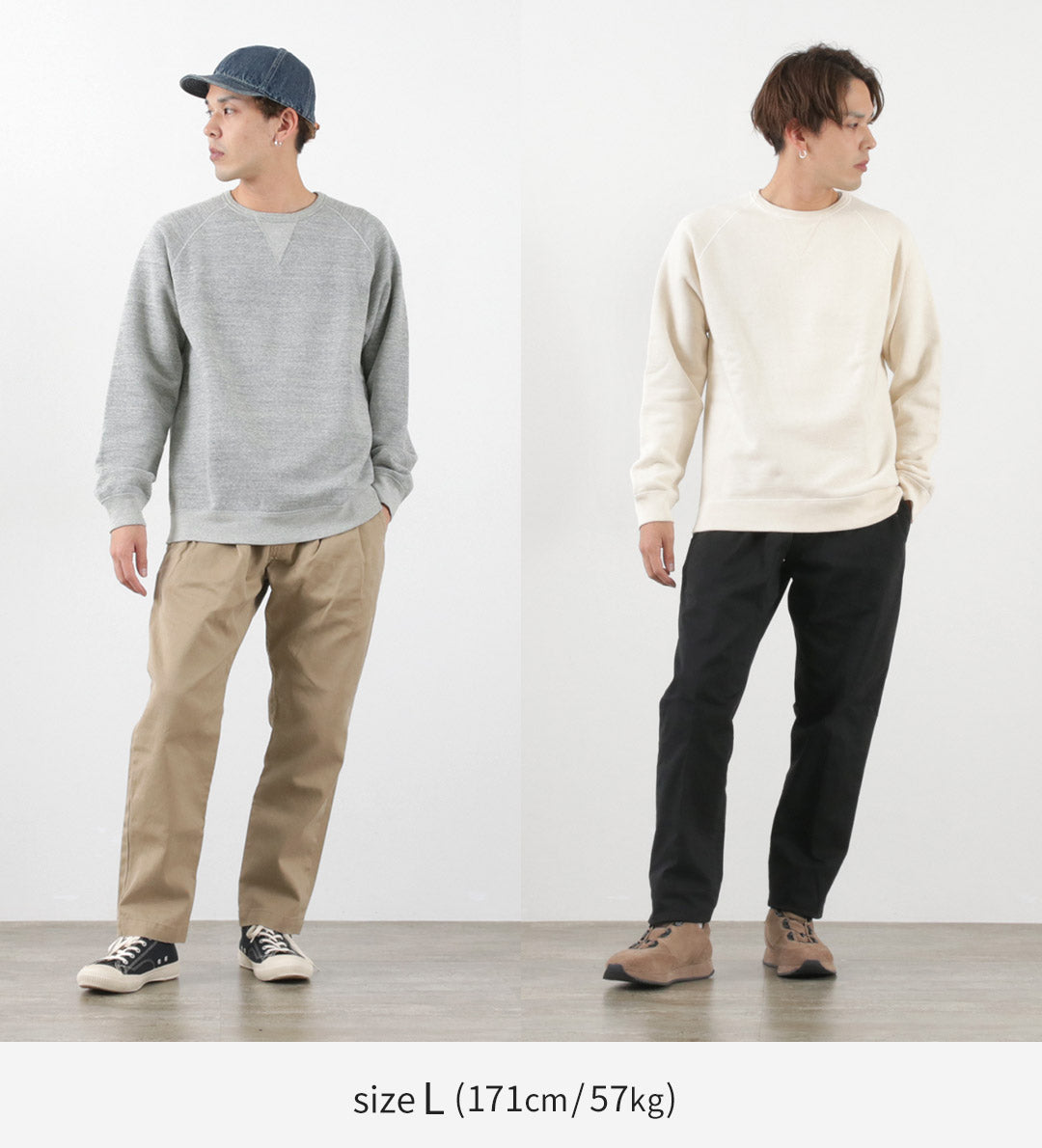 【30%OFF】BARNS(バーンズ) カラー別注 吊り編み 裏毛 クルー スウェット