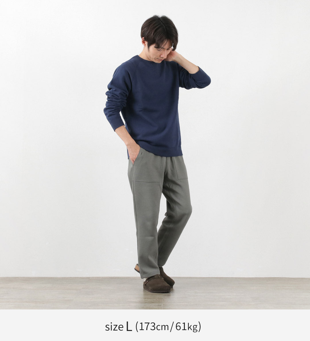【30%OFF】BARNS(バーンズ) カラー別注 吊り編み 裏毛 クルー スウェット
