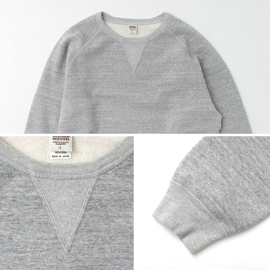 【30%OFF】BARNS(バーンズ) カラー別注 吊り編み 裏毛 クルー スウェット