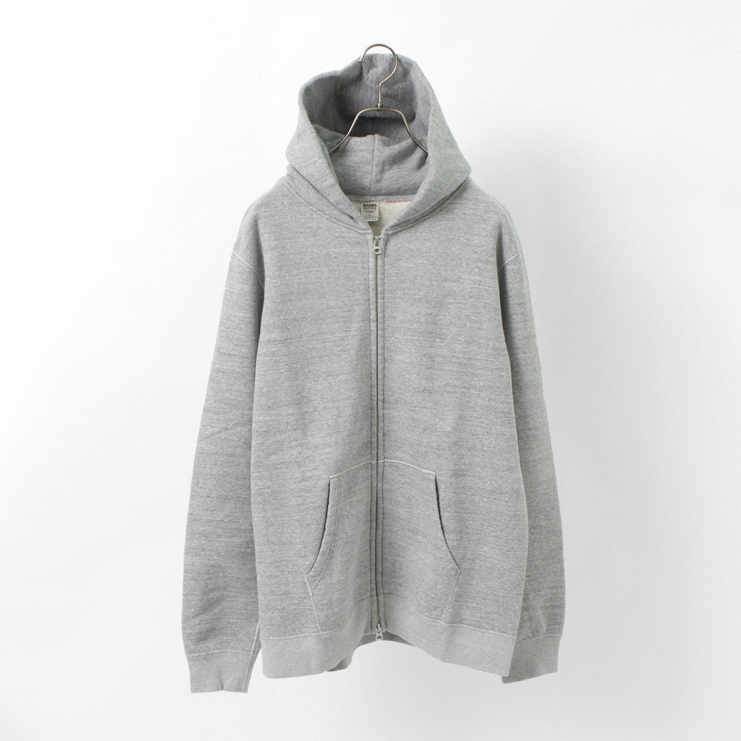 【30%OFF】BARNS(バーンズ) カラー別注 吊り編み 裏毛 ジップパーカー スウェット