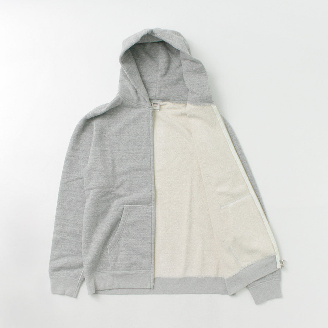 【30%OFF】BARNS(バーンズ) カラー別注 吊り編み 裏毛 ジップパーカー スウェット