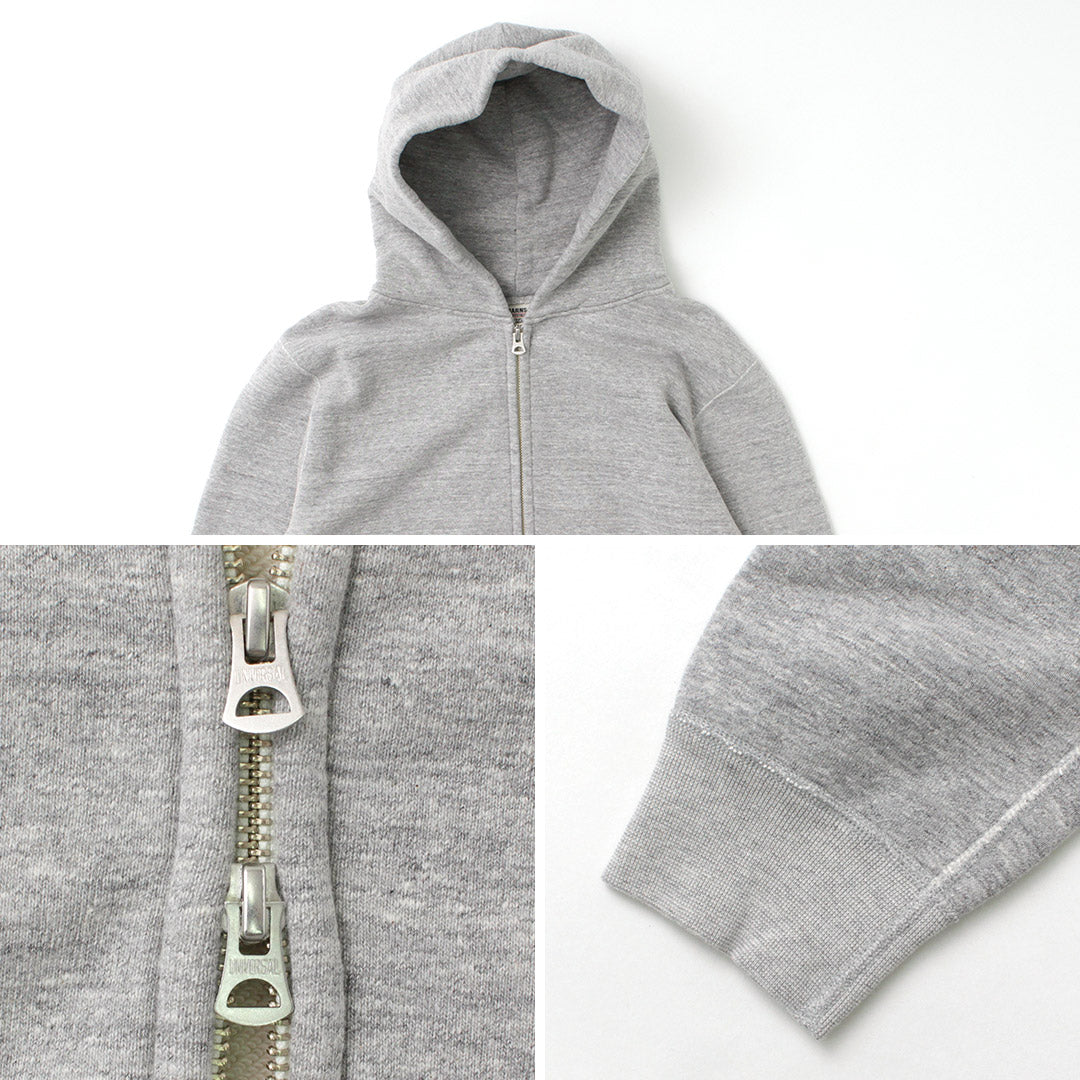 【30%OFF】BARNS(バーンズ) カラー別注 吊り編み 裏毛 ジップパーカー スウェット