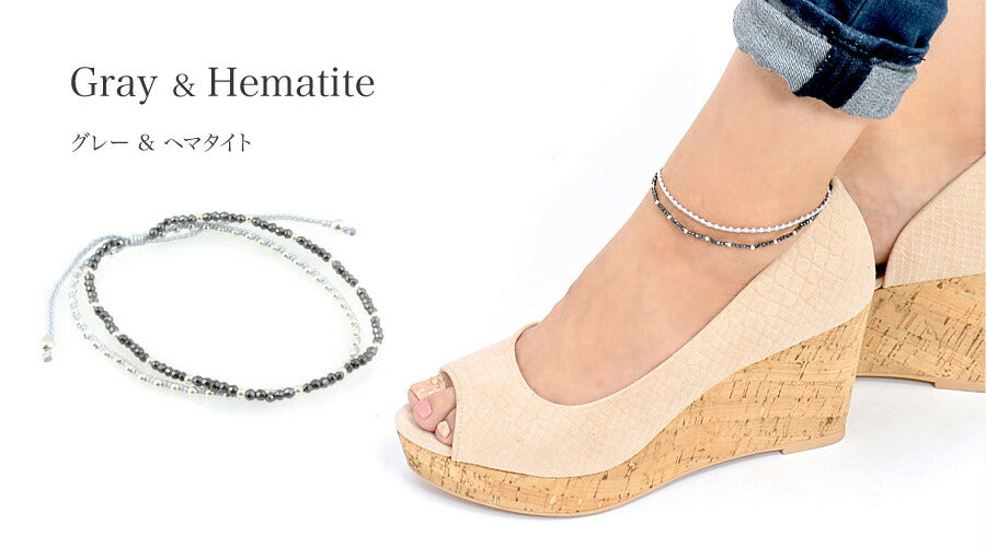 【50%OFF】CHALISA T..(チャリッサ・ティー) アンクレット 2連 ストーンシルバー ビーズ