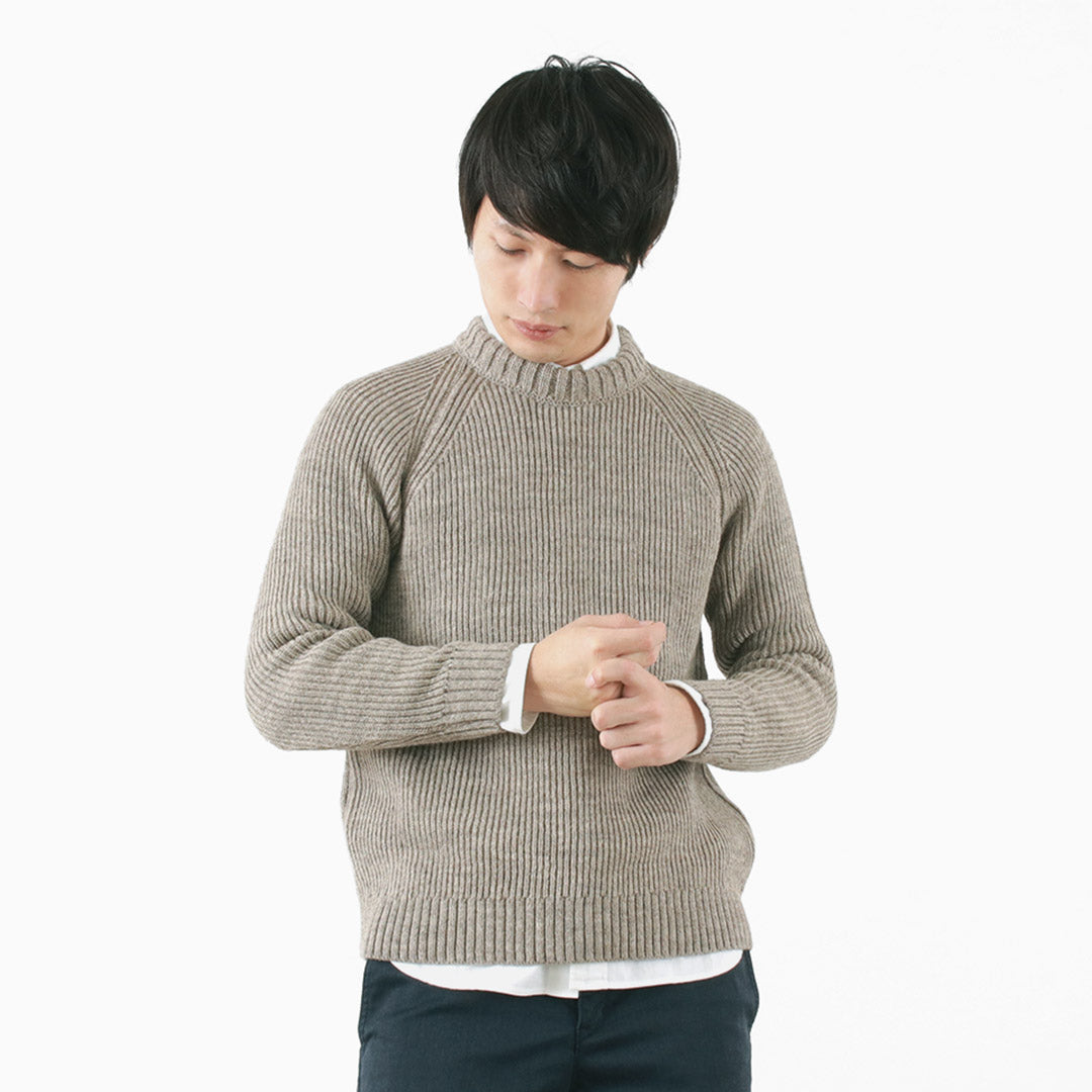 KERRY WOOLLEN MILLS(ケリーウーレンミルズ) カラー別注 7ゲージ 1プライ フィッシャーマン リブ クルーネック ニット