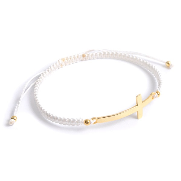 【50%OFF】CHALISA T..(チャリッサ・ティー) フラットシルバー クロス ノッティングコード アンクレット